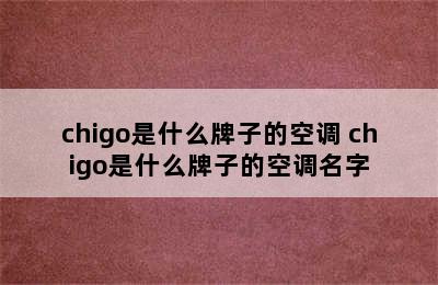 chigo是什么牌子的空调 chigo是什么牌子的空调名字